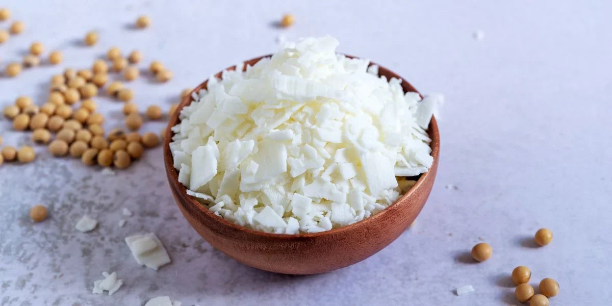 Soy wax flakes used for handmade candle making