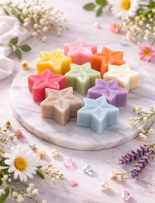 Star-shaped soy wax melts in assorted colours