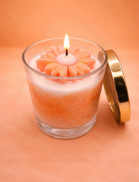 Mother's Embrace Mother's Love soy candle with floral wax detail