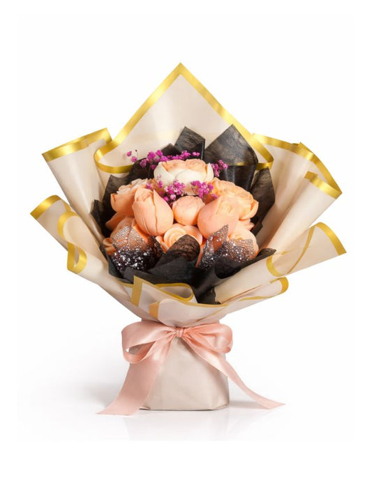 Cream wrapped wax flower bouquet handmade in Ireland