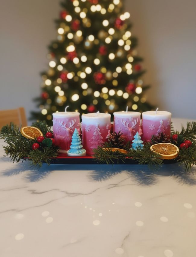 Christmas Harmony Candle Centrepiece arranged for gifting