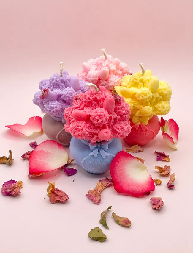 Spring Blossom floral soy wax candles in assorted colours