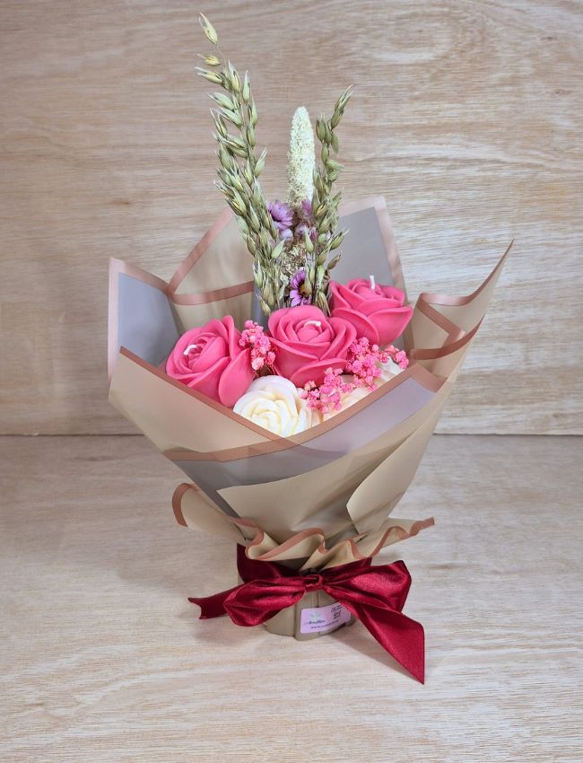 Natural wax candle bouquet.