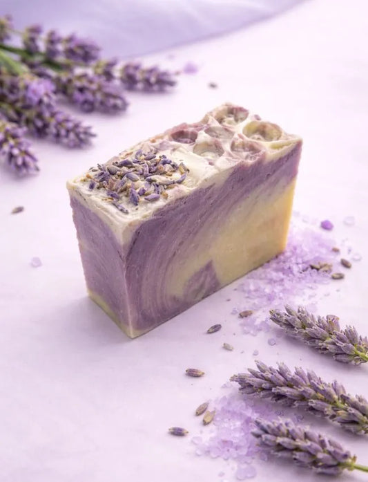 Lavender Aloe Glow handmade lavender and aloe soap bar