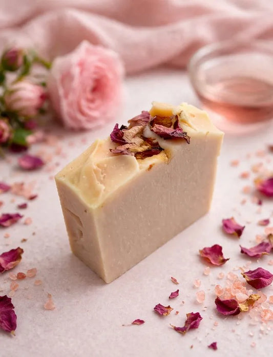 Rose Petal Essence handmade rose soap with dried petals