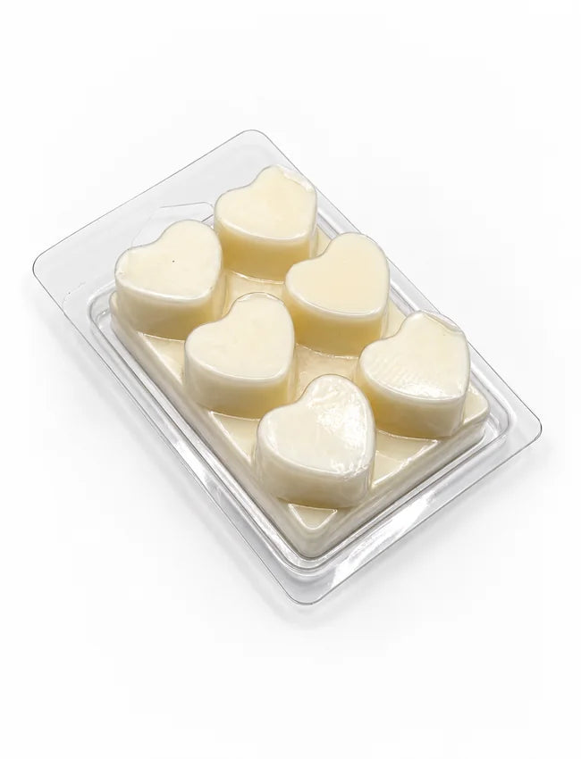 Ivory 6 Heart Soy Wax Melts in clear clamshell pack