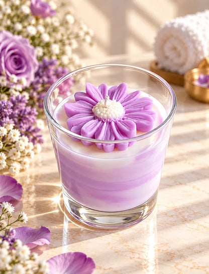 AuraBliss lavender dream flower wax topper close-up
