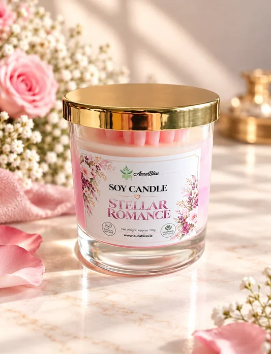 AuraBliss stellar romance handmade decorative soy candle in glass jar