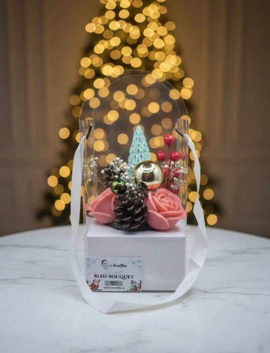 Mini Christmas Candle Bouquet in clear gift box