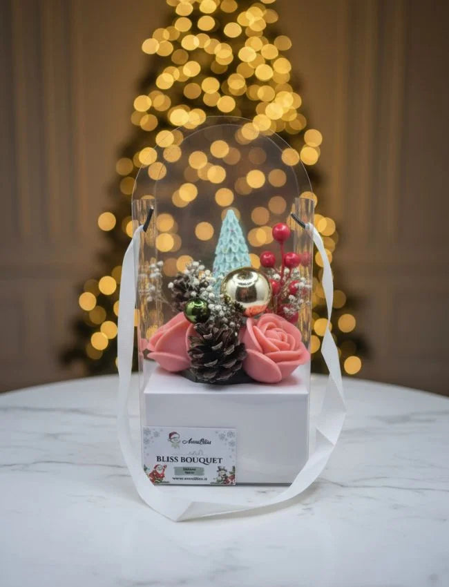 Mini Christmas Candle Bouquet in clear gift box