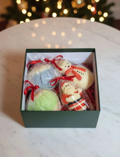 Green Santa and Snowman Candle Gift Box