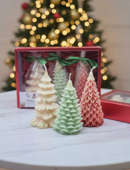 Christmas Tree candle trio in festive gift box