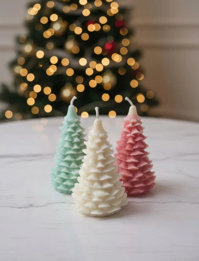 Classic Christmas Tree candles in festive colours