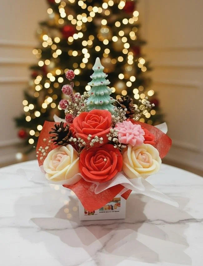 Deluxe Christmas Candle Bouquet handcrafted by AuraBliss