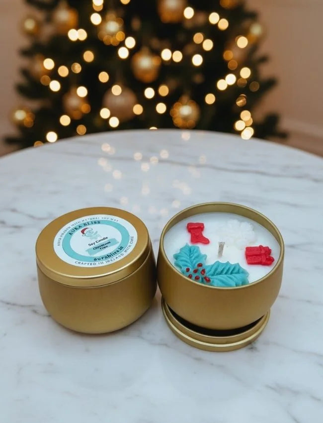 Gold Christmas Tin Candle