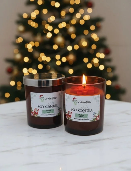 Classic Christmas Glass soy candle in amber jar
