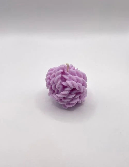 Lavender Knitted Charm soy candle with a unique knitted design, ideal for cozy and calming settings.