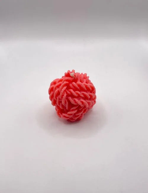 Red Knitted Charm soy candle featuring a detailed knitted pattern, perfect for romantic or festive decor.