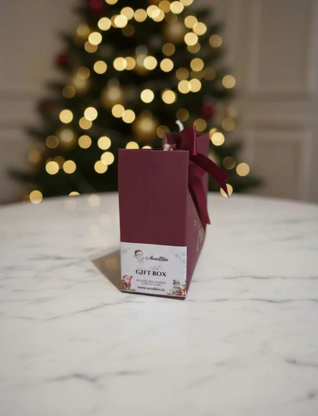 AuraBliss Christmas candle gift bag with ribbon