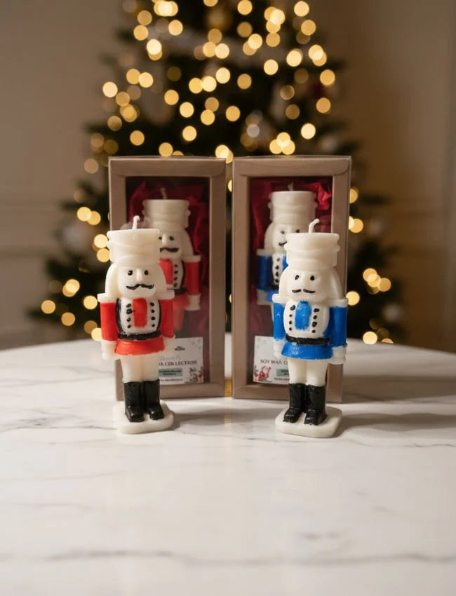 Nutcracker Candle Gift Box in red and blue designs
