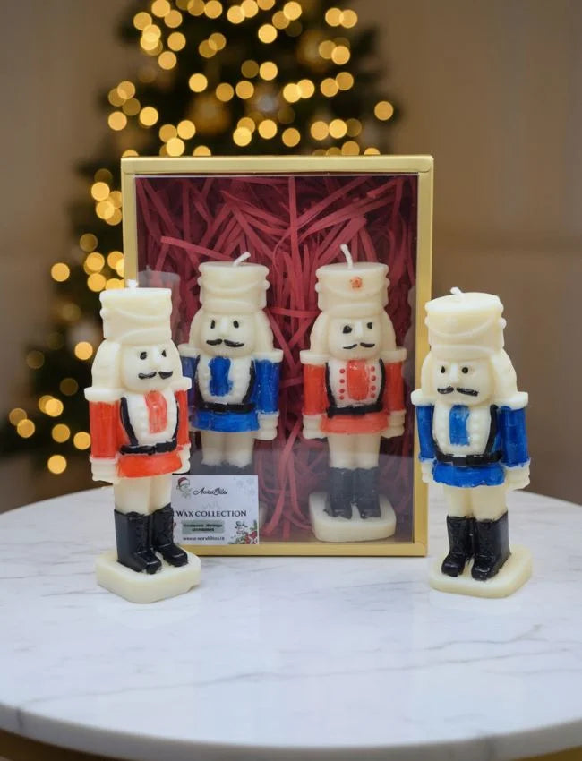 Double Nutcracker Candle Gift Box with red and blue candles