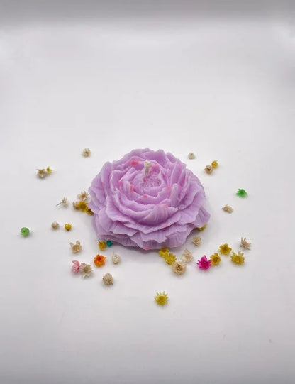 Purple Petal Whisper rose-shaped soy wax candle