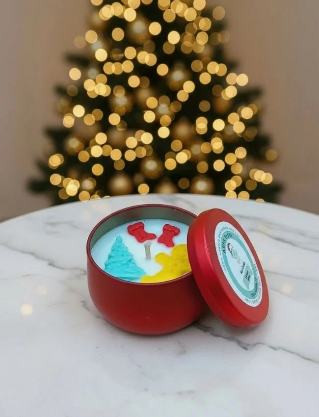 Red Christmas Tin Candle
