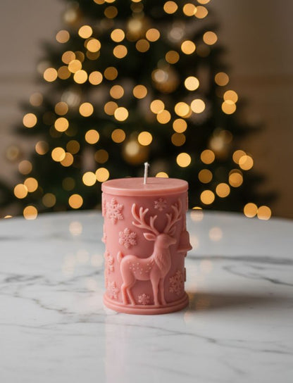 Red Reindeer Glow Christmas candle