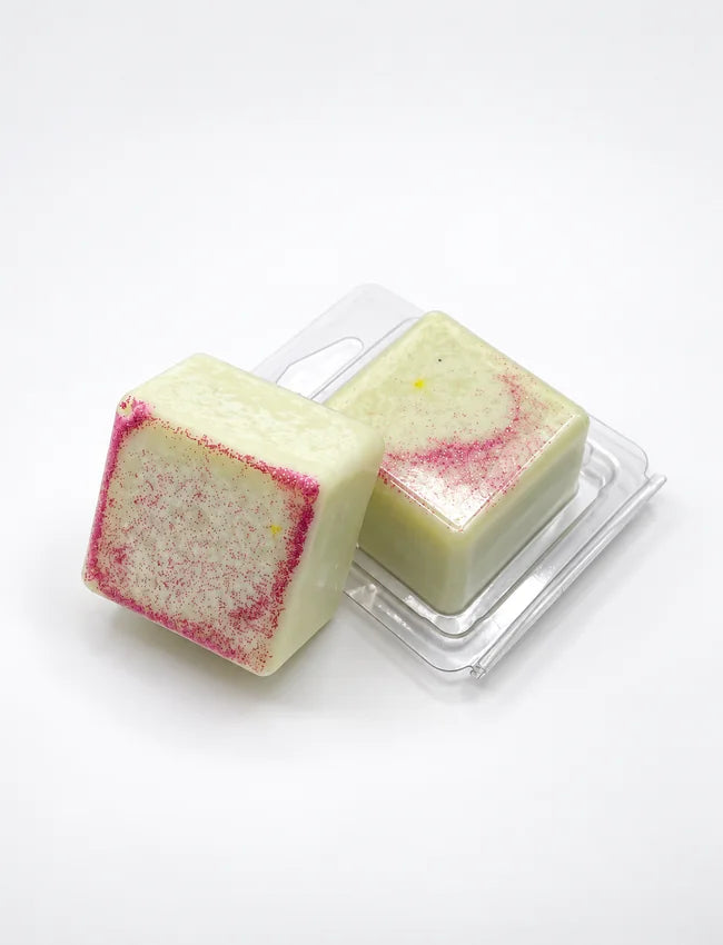 Pink glitter Single Soy Wax Melt with clear mini clamshell