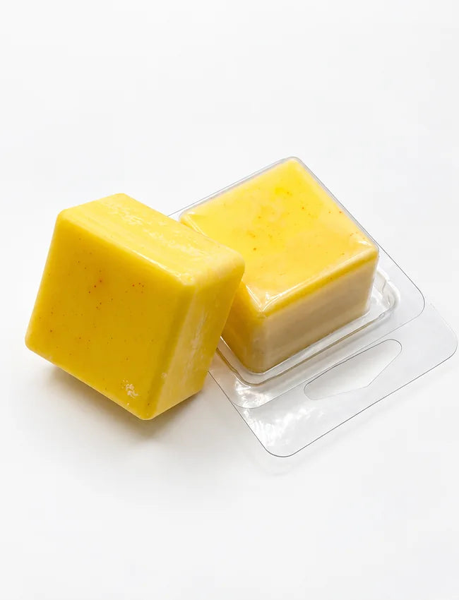 Yellow Single Soy Wax Melt with clear mini clamshell