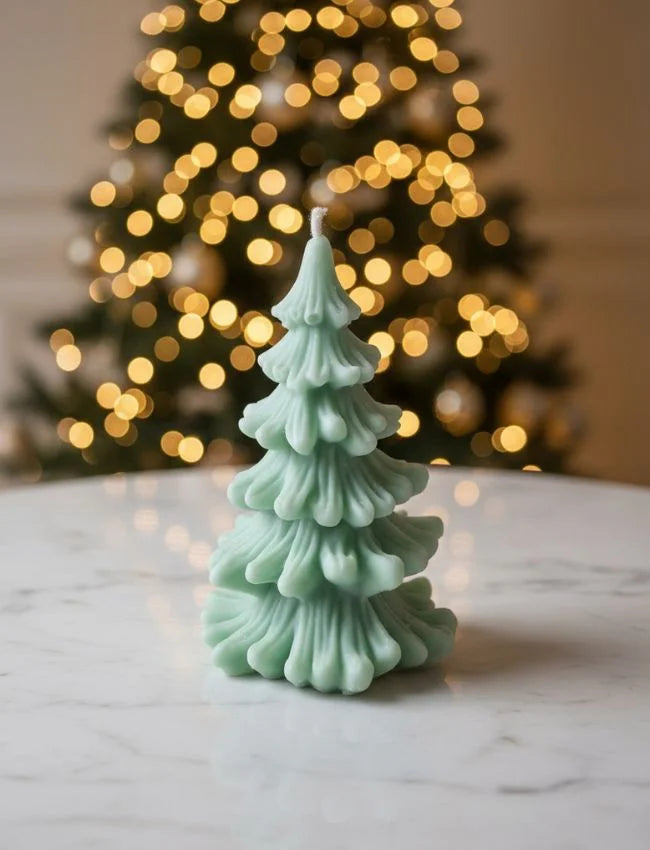 Green Snowfall Tree soy candle