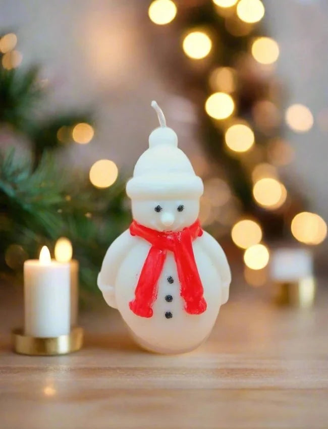 Handcrafted Snowman soy candle by AuraBliss