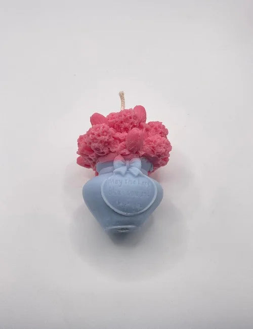 Blue Spring Blossom soy candle adorned with delicate floral details, ideal for serene and peaceful settings.