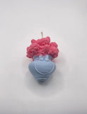 Blue Spring Blossom soy candle adorned with delicate floral details, ideal for serene and peaceful settings.