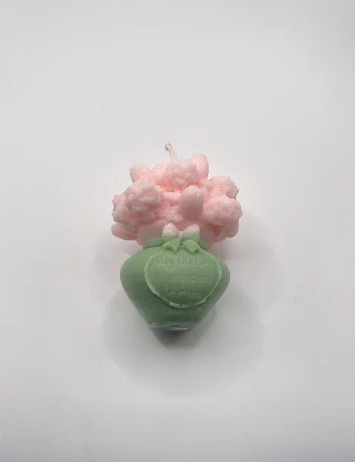 Pink Spring Blossom soy candle with beautiful floral patterns, perfect for romantic and elegant occasions.