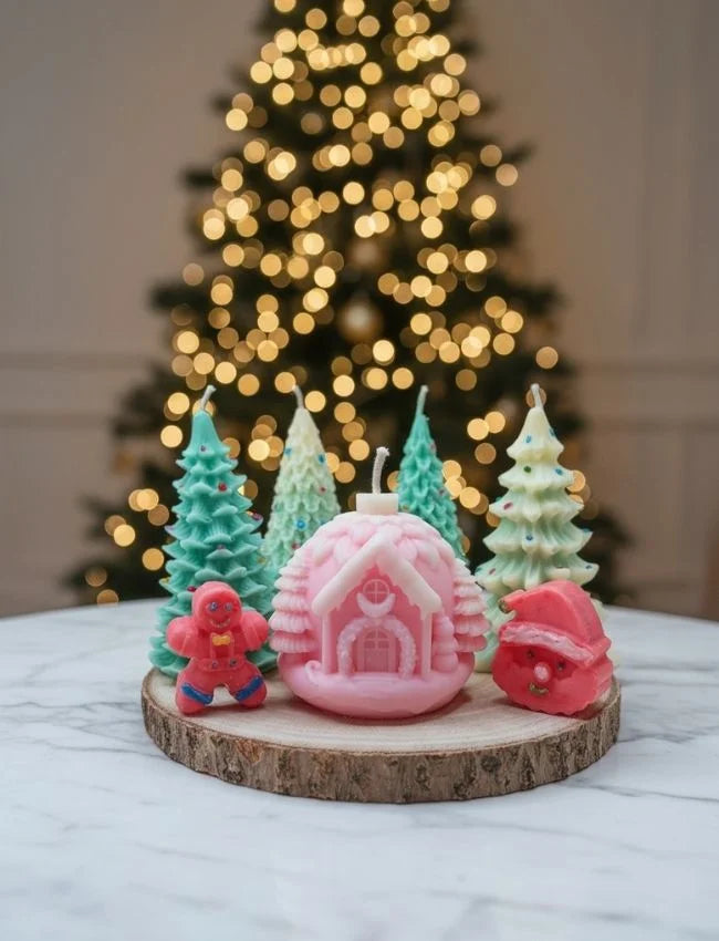 Winter Cottage Christmas candle set