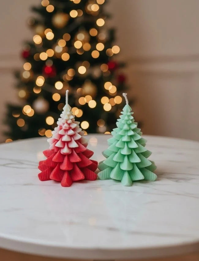 Winter Tree Christmas candles in festive colours